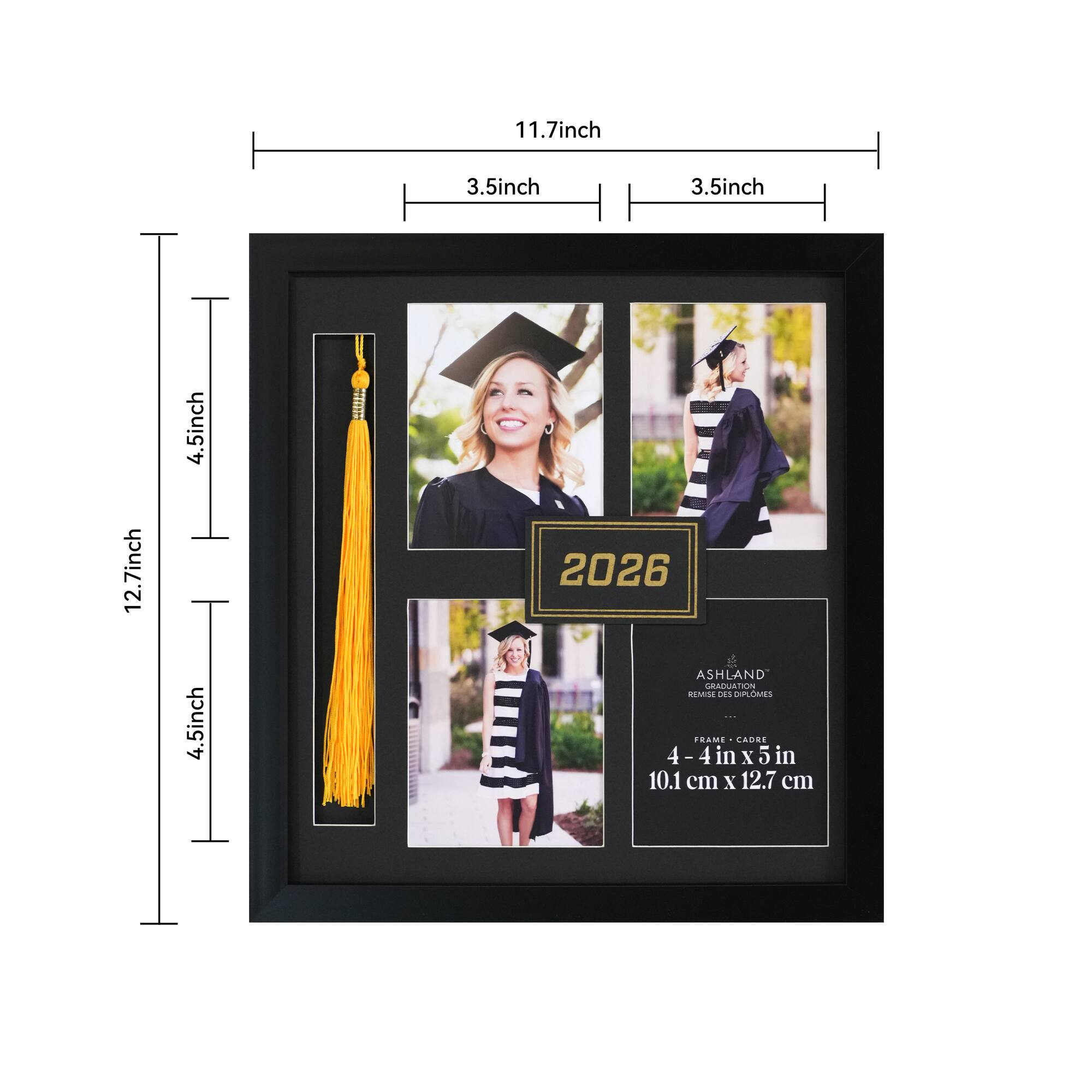 4 Opening 4" x 5" Black 2026 Tabletop Frame with Tassel Slot, Graduation by Ashland®